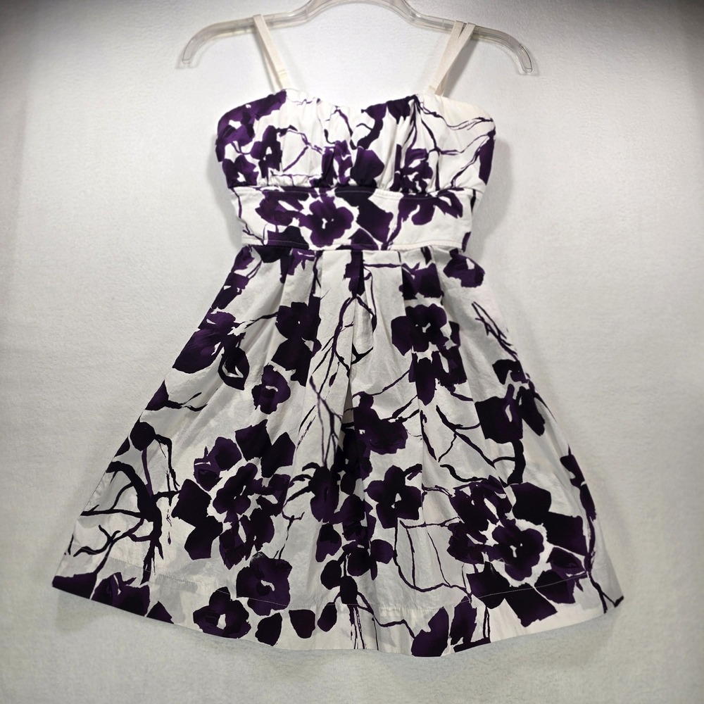 Purple Floral Cotton Sundress‎ Kids Size 9 Adjustable Straps Bow Back 747-995